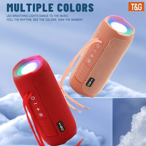 Altavoz Inalámbrico Portátil T&G con LED - Inalámbrico, Audio de Alta Resolución, Recargable por USB, Impermeable, Compatible con Teléfonos Móviles, Tabletas, Computadoras y TV - Imagen 13
