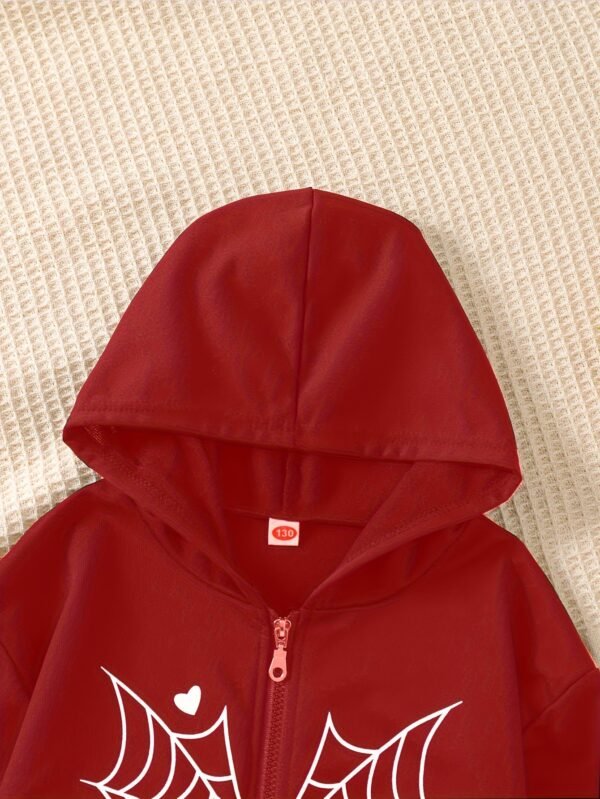 Sudadera con capucha para niñas de primavera, patrón de dibujos animados casual, tejido de punto de poliéster de manga larga, ligero estiramiento, manga regular, sin forro - Abrigo de ajuste H para la temporada de primavera - Imagen 7