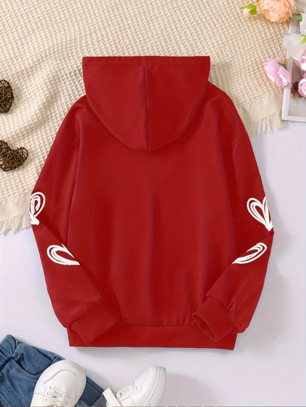 Sudadera con capucha para niñas de primavera, patrón de dibujos animados casual, tejido de punto de poliéster de manga larga, ligero estiramiento, manga regular, sin forro - Abrigo de ajuste H para la temporada de primavera - Imagen 3
