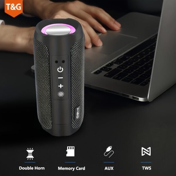 Altavoz Inalámbrico Portátil T&G con LED - Inalámbrico, Audio de Alta Resolución, Recargable por USB, Impermeable, Compatible con Teléfonos Móviles, Tabletas, Computadoras y TV - Imagen 15