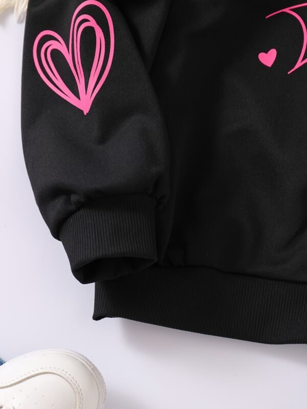 Sudadera con capucha para niñas de primavera, patrón de dibujos animados casual, tejido de punto de poliéster de manga larga, ligero estiramiento, manga regular, sin forro - Abrigo de ajuste H para la temporada de primavera - Imagen 8