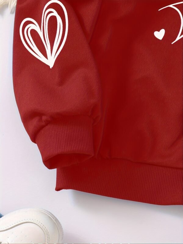 Sudadera con capucha para niñas de primavera, patrón de dibujos animados casual, tejido de punto de poliéster de manga larga, ligero estiramiento, manga regular, sin forro - Abrigo de ajuste H para la temporada de primavera - Imagen 5