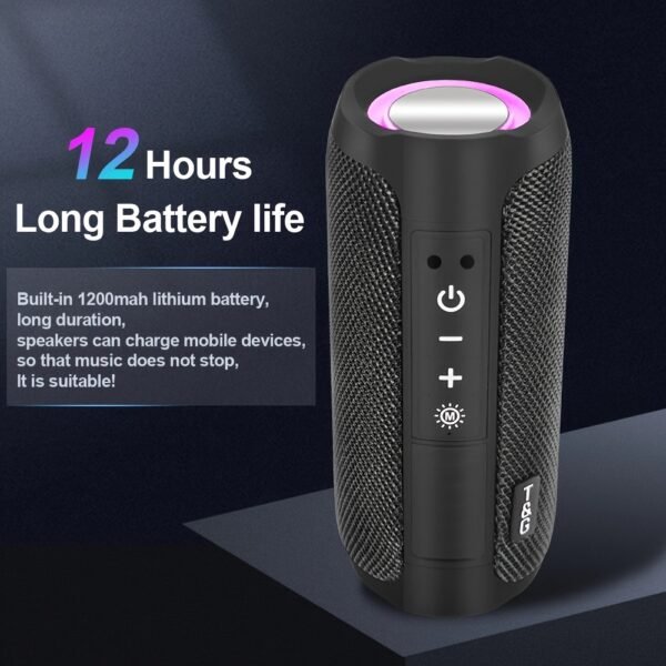 Altavoz Inalámbrico Portátil T&G con LED - Inalámbrico, Audio de Alta Resolución, Recargable por USB, Impermeable, Compatible con Teléfonos Móviles, Tabletas, Computadoras y TV - Imagen 2
