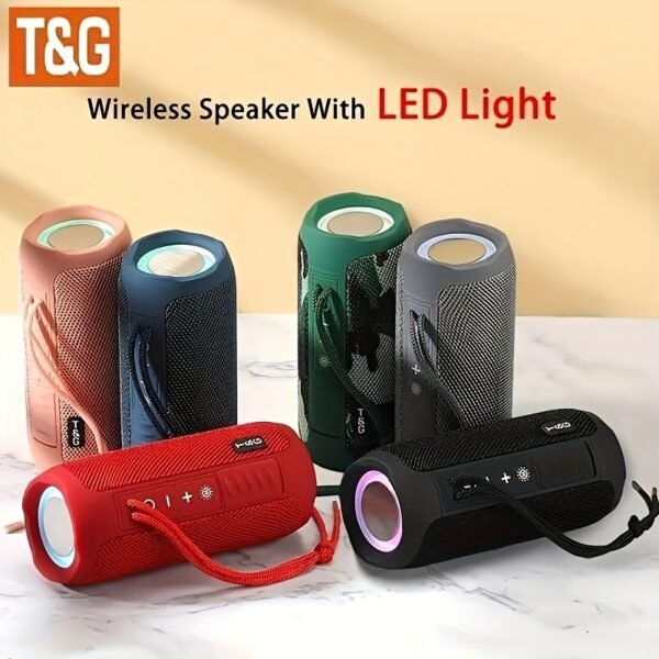Altavoz Inalámbrico Portátil T&G con LED - Inalámbrico, Audio de Alta Resolución, Recargable por USB, Impermeable, Compatible con Teléfonos Móviles, Tabletas, Computadoras y TV - Imagen 3